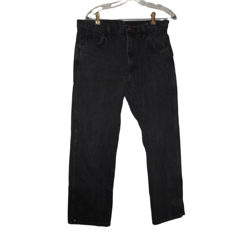 Black Jeans Size 36 x 30 Regular Fit  100% cotton faded  lightly distressed jean
